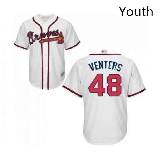 Youth Atlanta Braves 48 Jonny Venters Replica White Home Cool Base Baseball Jersey